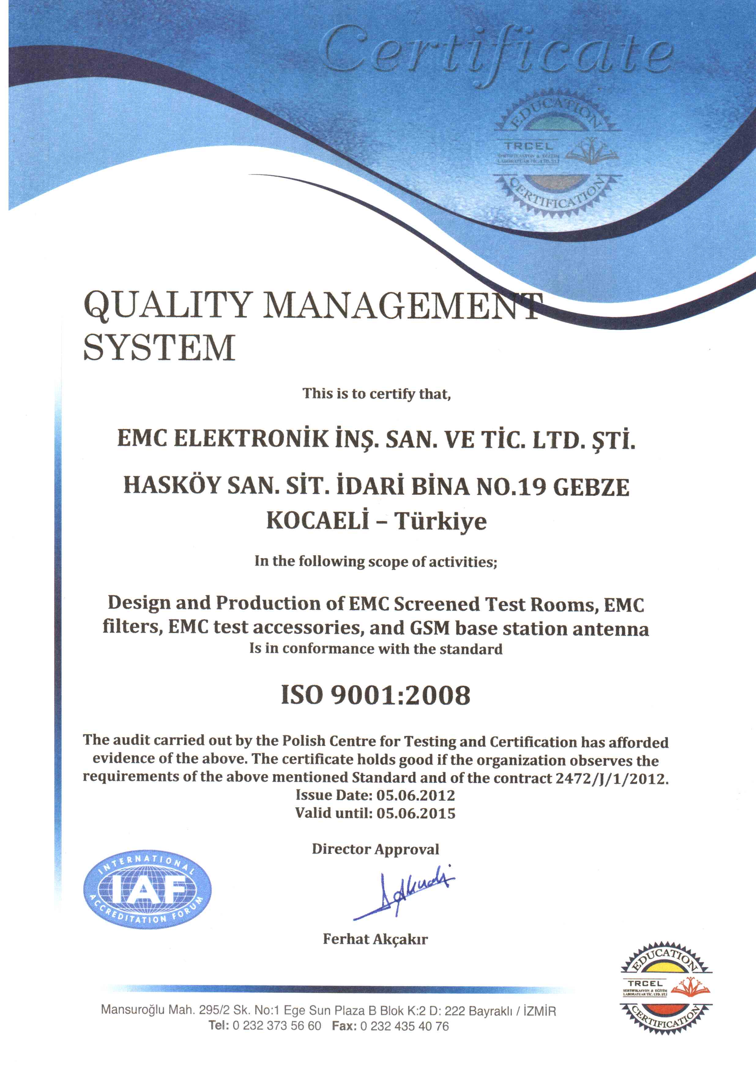 EMC LTD ISO 9001 Certificate 2